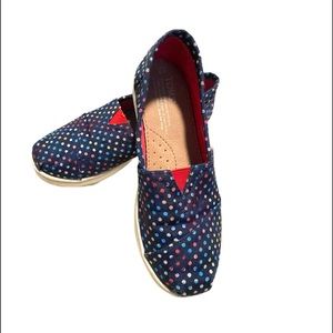 TOMS Multi-colored Polka Dot Canvas Slip On Shoes.